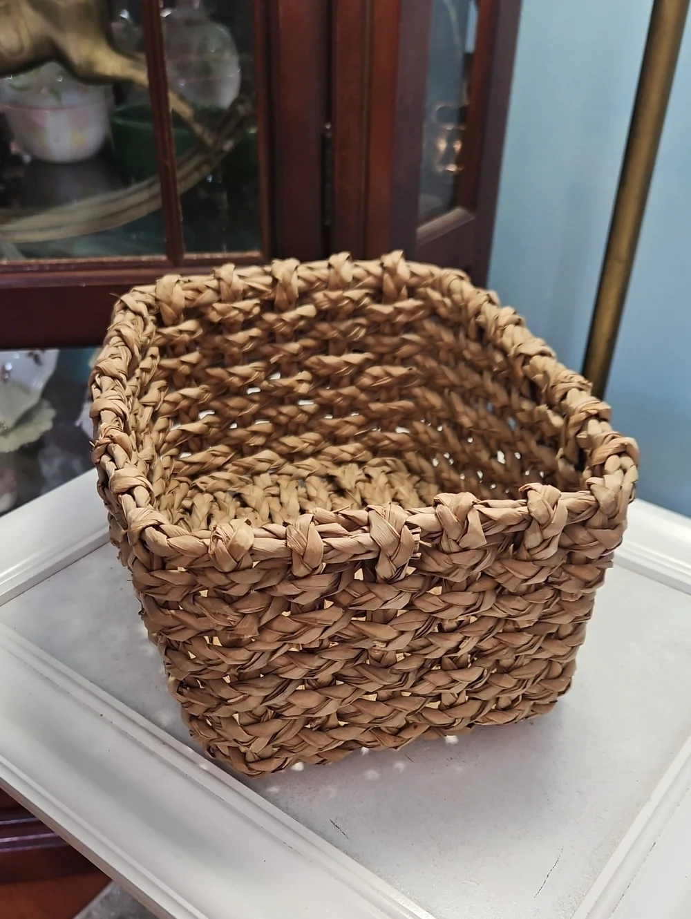 Woven Natural and Pastel Rectangular Storage Basket Set